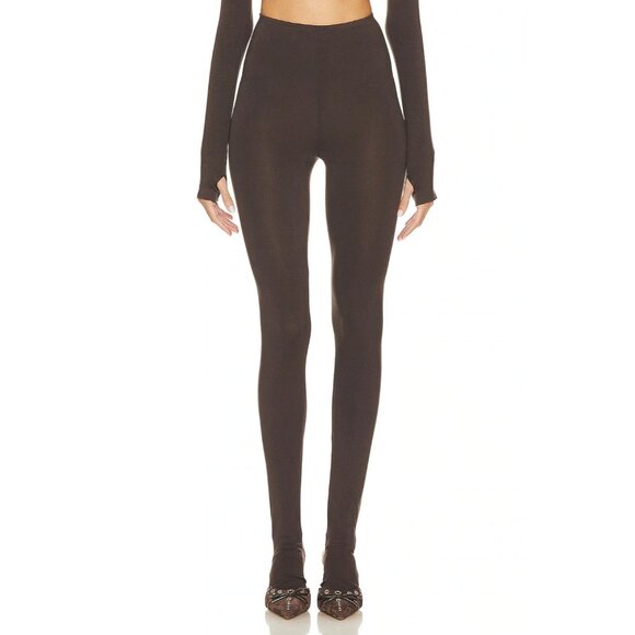Norma Kamali Legging With Footie in Chocolate Brown - Picture 1 of 5